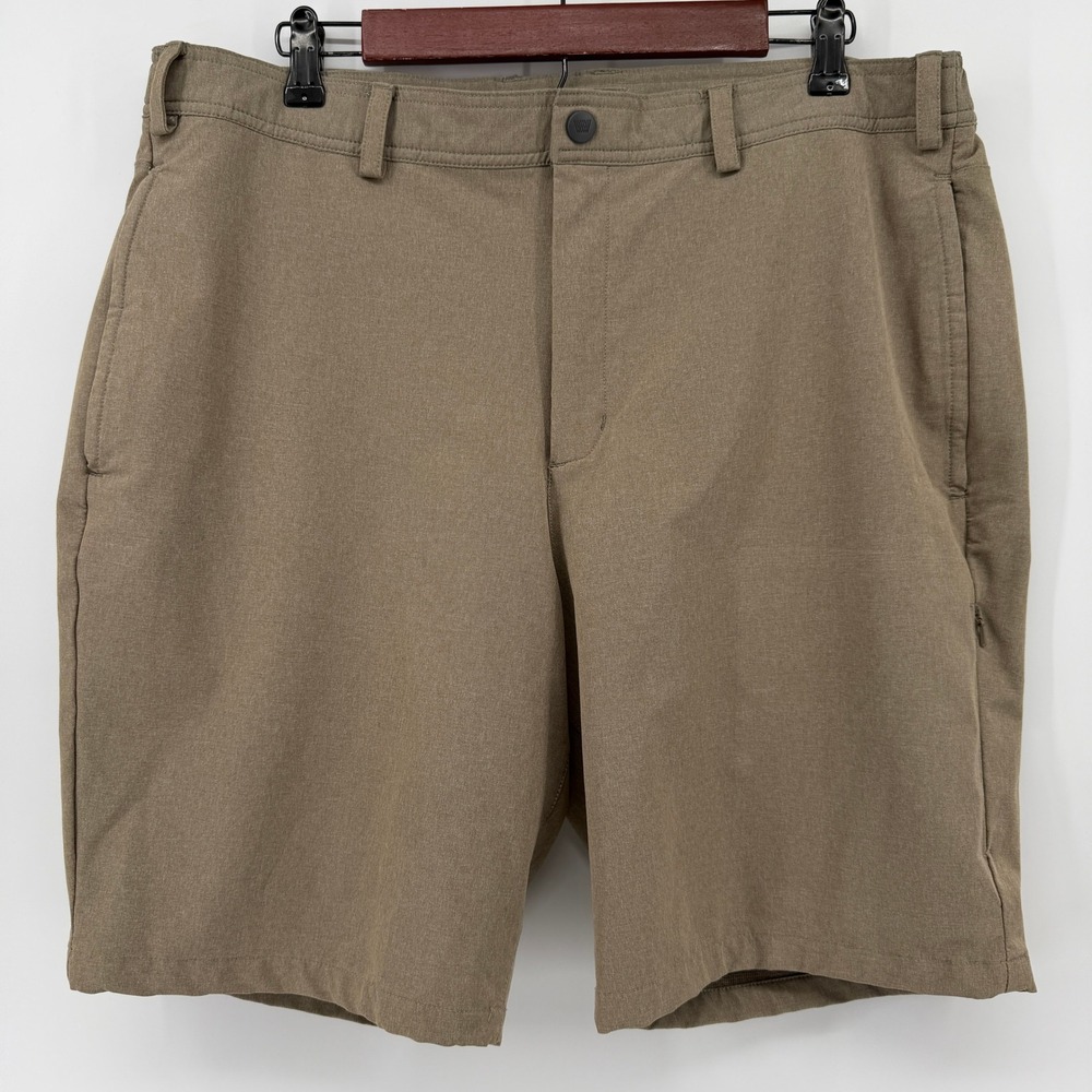 Mack Weldon Radius Shorts Mens XL Brown Stretch Tech Performance Golf Hiking